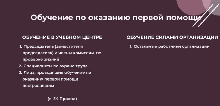 Обучение работников по оказанию первой помощи